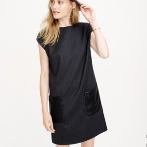 J. Crew black faux leather pocket shift dress size 4